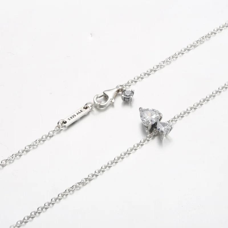 (изображение за) Пандора Двойно сърце с висулка Блестяща огърлица Collier - 391229C01 - Преглед 5