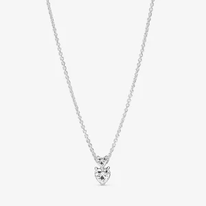 Пандора Двойно сърце с висулка Блестяща огърлица Collier - 391229C01 (изображение за) Пандора Двойно сърце с висулка Блестяща огърлица Collier - 391229C01