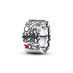 (изображение за) Широк пръстен Keith Haring™ x Pandora Line Art Love & People Wide - 192222C01