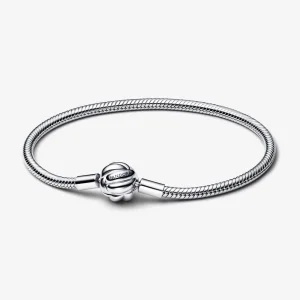 Сребърна гривна Pandora със змийска верига със закопчалка с любовен възел - 592422C00 (изображение за) Сребърна гривна Pandora със змийска верига със закопчалка с любовен възел - 592422C00
