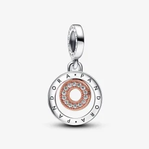 (изображение за) Двуцветен висящ талисман с кръгове с лого Pandora - 782287C01