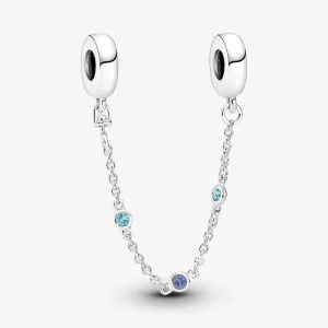 (изображение за) Тройна предпазна верига от син камък Pandora - 791688C01