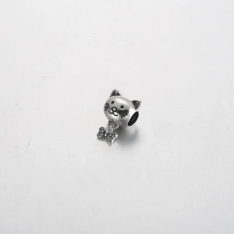 (изображение за) Талисман за домашни любимци Pandora Cat & Bow Charm - 792255C01 - Преглед 2