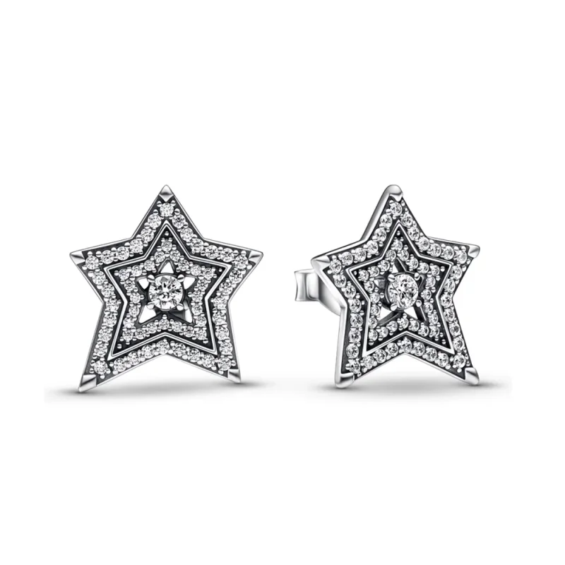 (изображение за) Обеци Pandora Celestial Asymmetric Star Stud - 292415C01