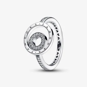 Пръстен с паве с лого на Pandora Circles - 192316C01 (изображение за) Пръстен с паве с лого на Pandora Circles - 192316C01