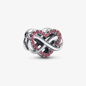 Талисман Pandora Family Infinity Red Heart - 792246C01 (изображение за) Талисман Pandora Family Infinity Red Heart - 792246C01
