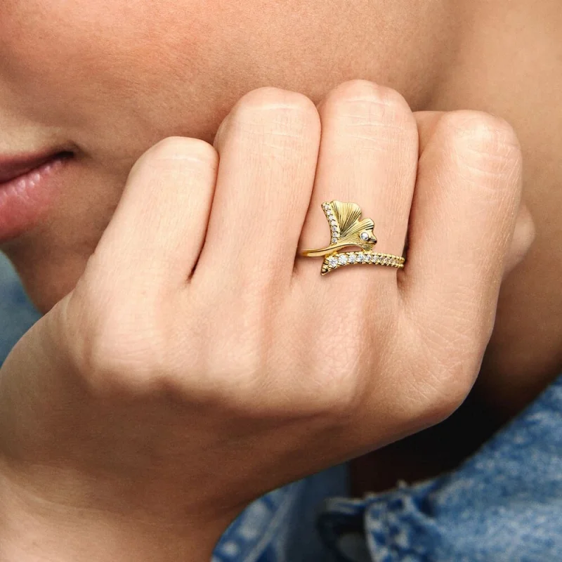 (изображение за) Пръстен Pandora Ginkgo 14k позлатен - 162444C01 - Преглед 6