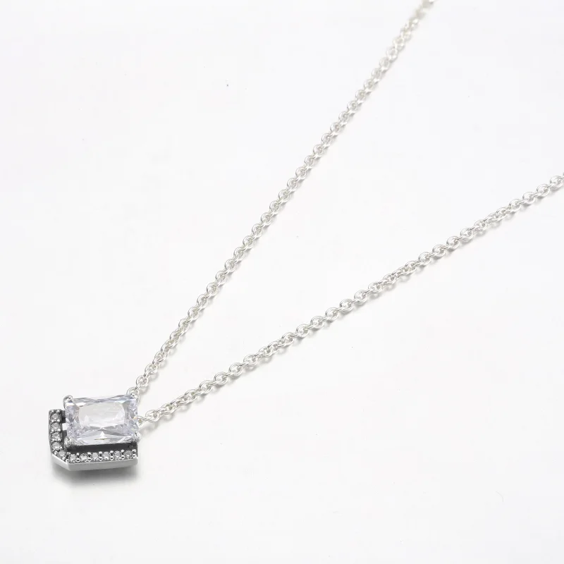 (изображение за) Правоъгълно искрящо колие Pandora Halo Collier - 392388C01 - Преглед 2