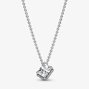 Правоъгълно искрящо колие Pandora Halo Collier - 392388C01 (изображение за) Правоъгълно искрящо колие Pandora Halo Collier - 392388C01