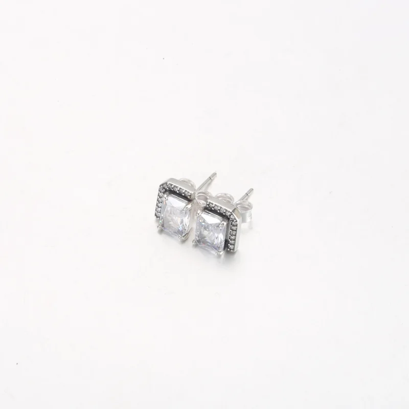 (изображение за) Правоъгълни искрящи обеци Pandora Halo Stud - 292380C01 - Преглед 2