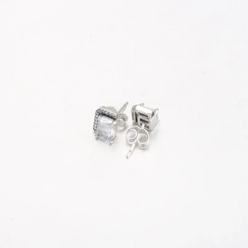 (изображение за) Правоъгълни искрящи обеци Pandora Halo Stud - 292380C01 - Преглед 3