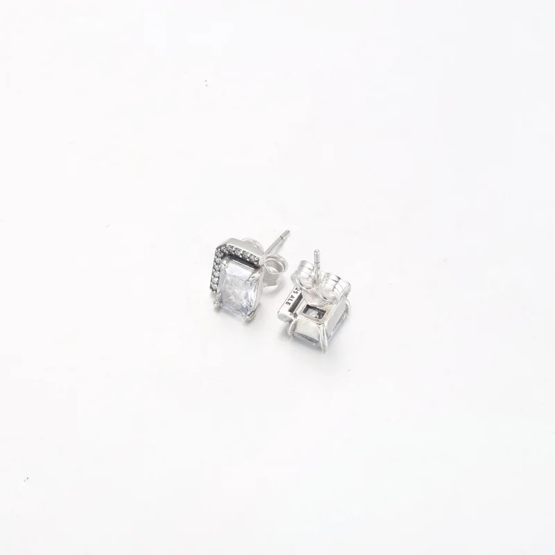 (изображение за) Правоъгълни искрящи обеци Pandora Halo Stud - 292380C01 - Преглед 4