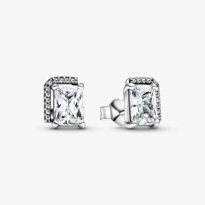 Правоъгълни искрящи обеци Pandora Halo Stud - 292380C01 (изображение за) Правоъгълни искрящи обеци Pandora Halo Stud - 292380C01