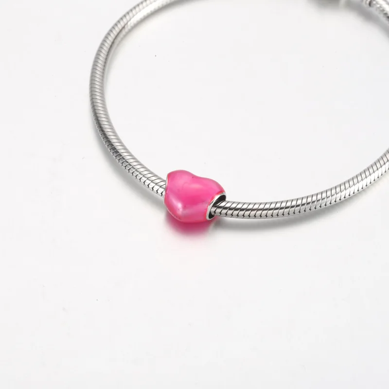 (изображение за) Талисман Pandora Metallic Pink Heart - 799291C03 - Преглед 5