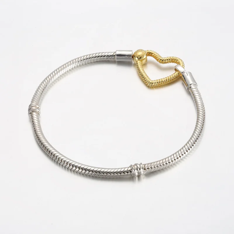 (изображение за) Гривна Pandora Moments Heart Closure Snake Chain - 569539C00 - Преглед 2