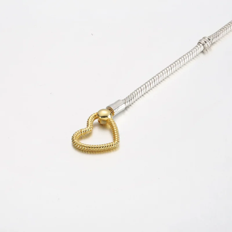 (изображение за) Гривна Pandora Moments Heart Closure Snake Chain - 569539C00 - Преглед 3