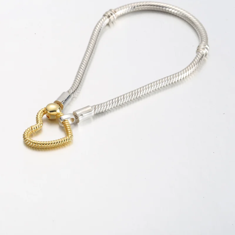 (изображение за) Гривна Pandora Moments Heart Closure Snake Chain - 569539C00 - Преглед 5