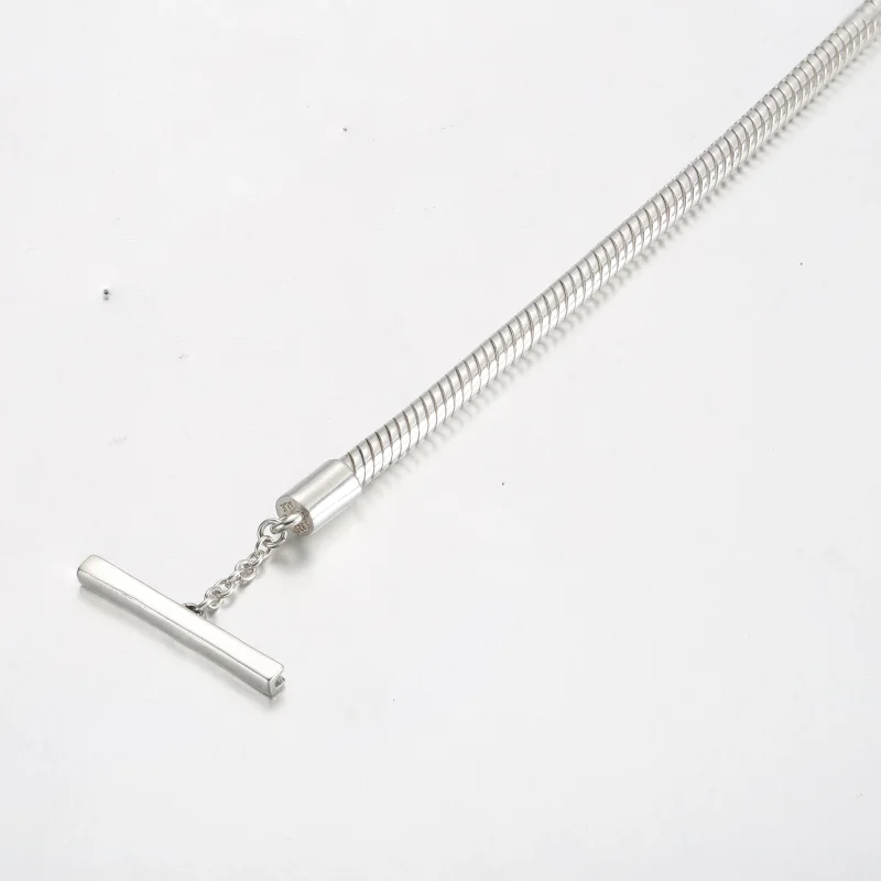 (изображение за) Гривна Pandora Moments с двуцветно лого T-Bar Snake Chain - 582309C00 - Преглед 5