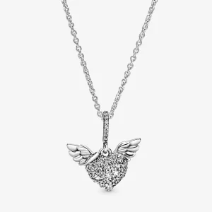 (изображение за) Колие Pandora Pavé сърце и ангелски крила - 398505C01