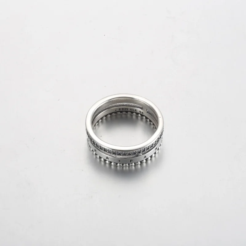 (изображение за) Пръстен с лого на Pandora Pavé & Beads - 192312C01 - Преглед 3