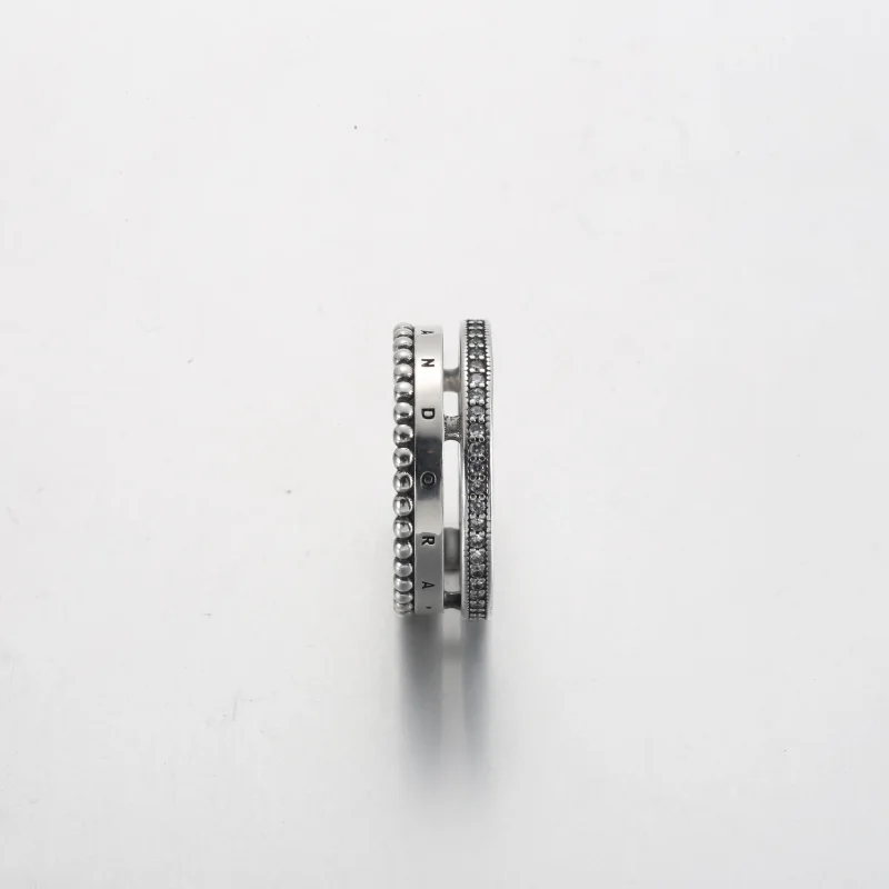 (изображение за) Пръстен с лого на Pandora Pavé & Beads - 192312C01 - Преглед 4