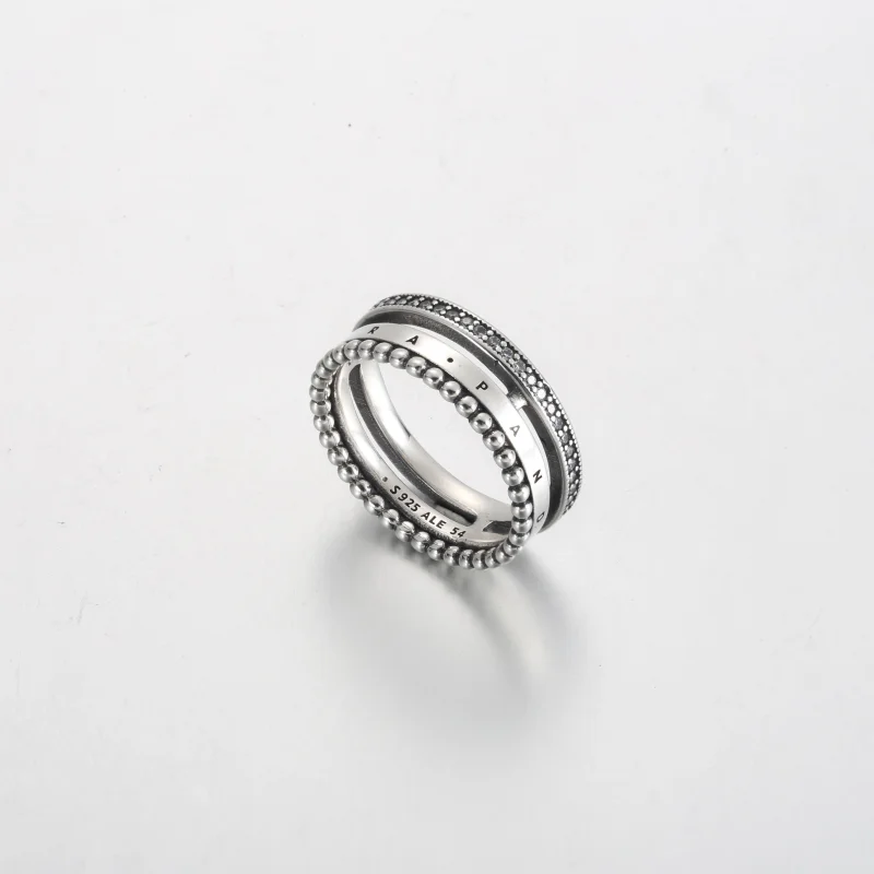 (изображение за) Пръстен с лого на Pandora Pavé & Beads - 192312C01 - Преглед 5