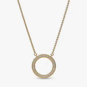 (изображение за) Колие с висулка Pandora Pavé & Hearts Circle - 362735C01-45