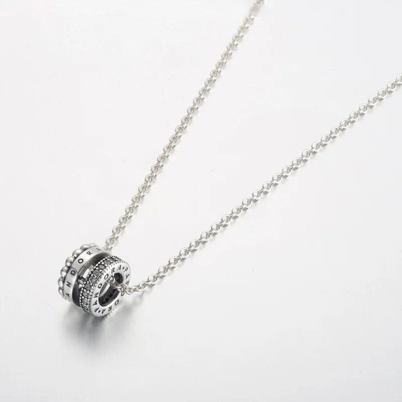 (изображение за) Висулка и огърлица с лого и мъниста Pandora Signature - 392311C01 - Преглед 2