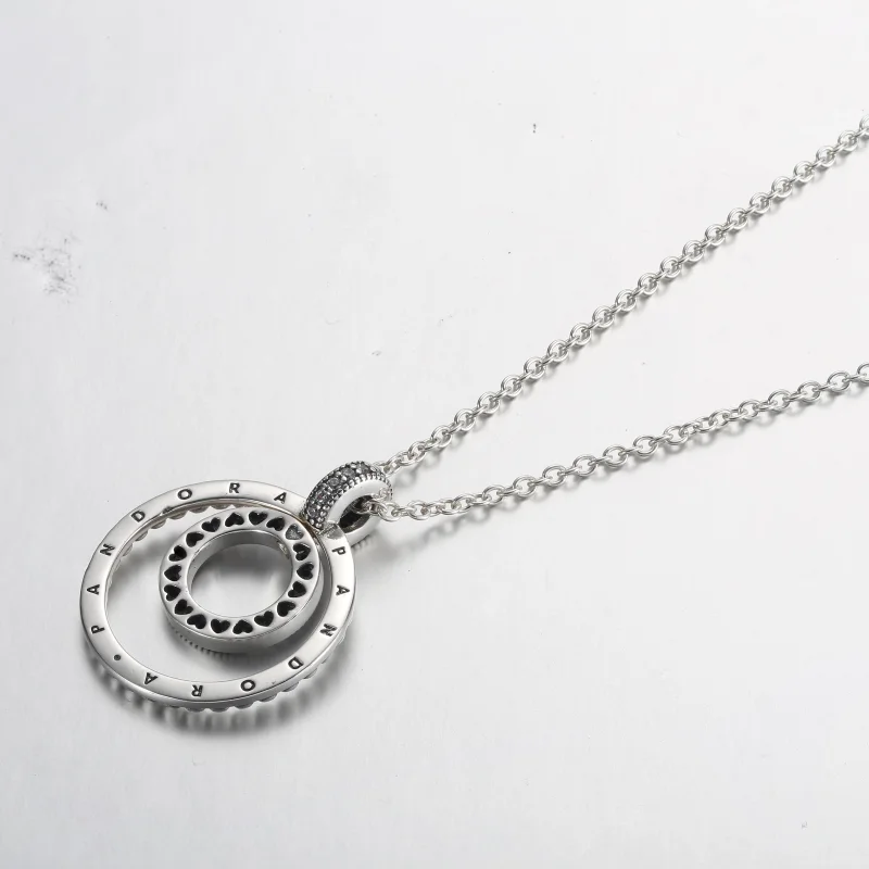 (изображение за) Висулка и огърлица Pandora Signature Pavé & Beads - 392308C01 - Преглед 3