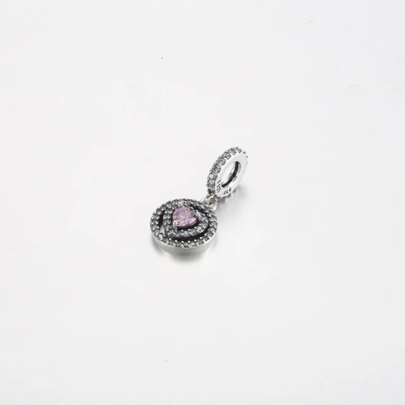 (изображение за) Висящ талисман Pandora Sparkling Double Halo Heart - 791476C01 - Преглед 2