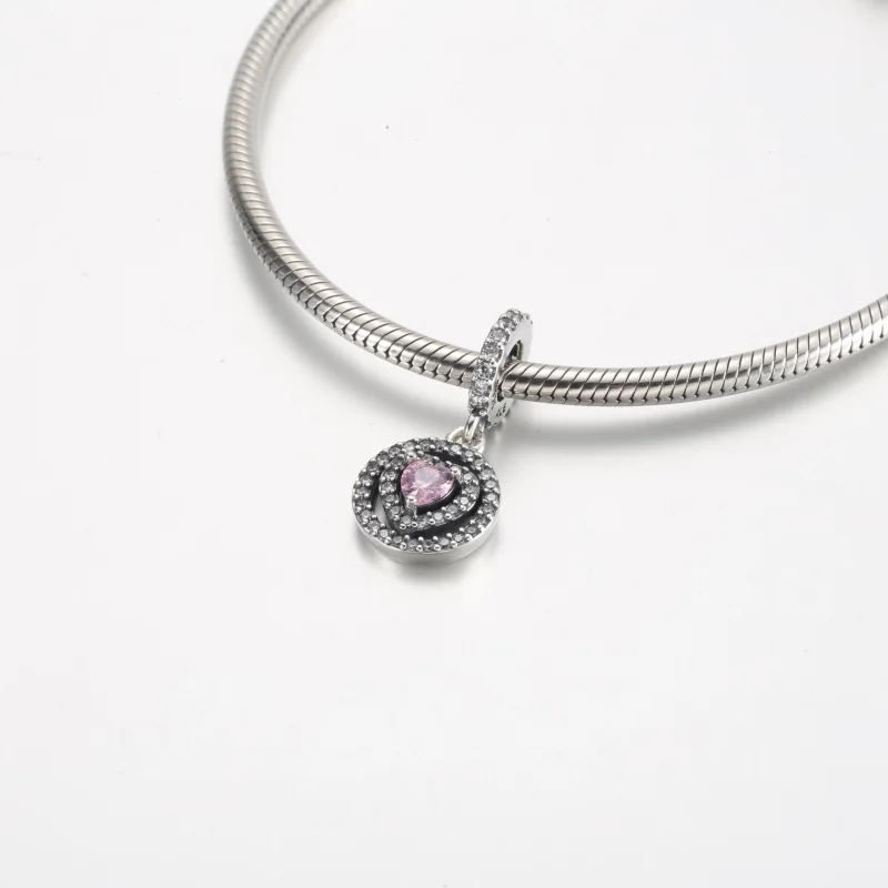 (изображение за) Висящ талисман Pandora Sparkling Double Halo Heart - 791476C01 - Преглед 4