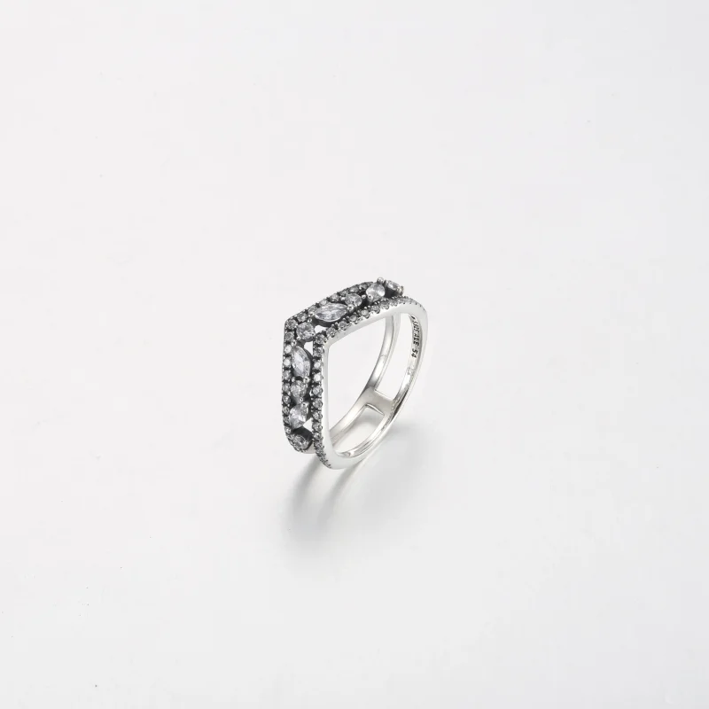 (изображение за) Пръстен Pandora Sparkling Marquise Double Wishbone - 199095C01 - Преглед 2