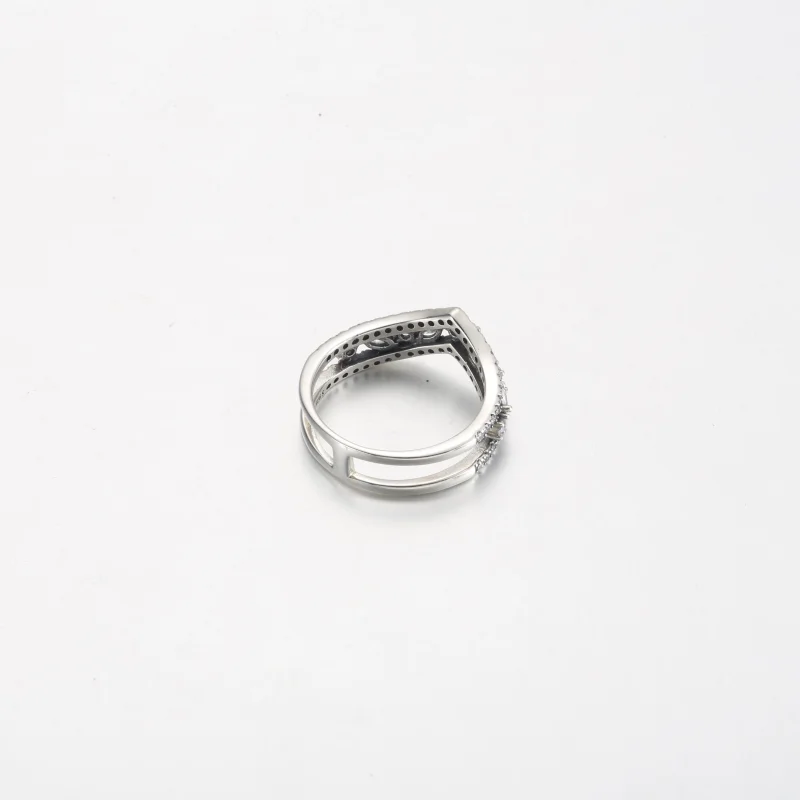 (изображение за) Пръстен Pandora Sparkling Marquise Double Wishbone - 199095C01 - Преглед 4