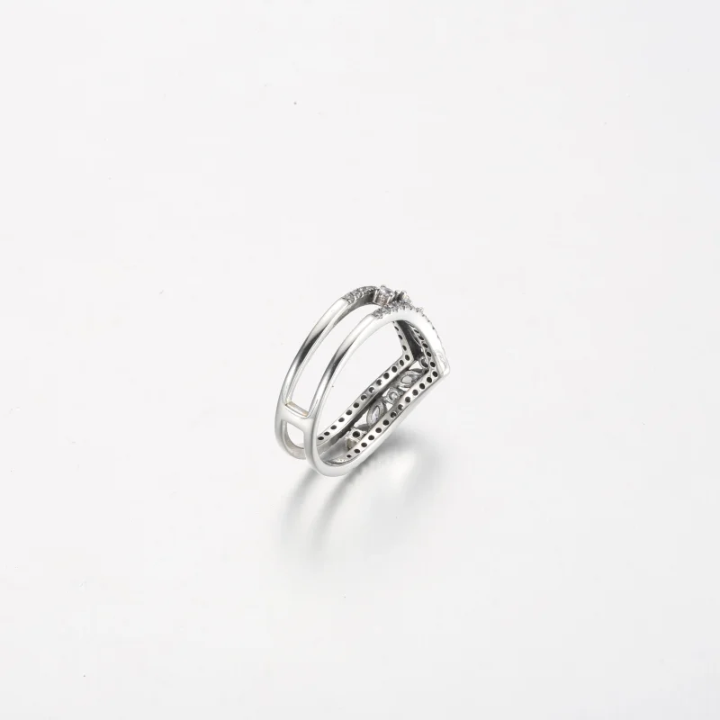 (изображение за) Пръстен Pandora Sparkling Marquise Double Wishbone - 199095C01 - Преглед 5