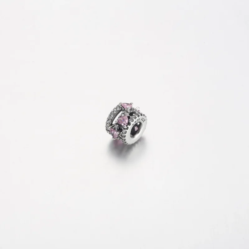 (изображение за) Талисман Pandora Sparkling Triple Halo Hearts - 791161C01 - Преглед 2