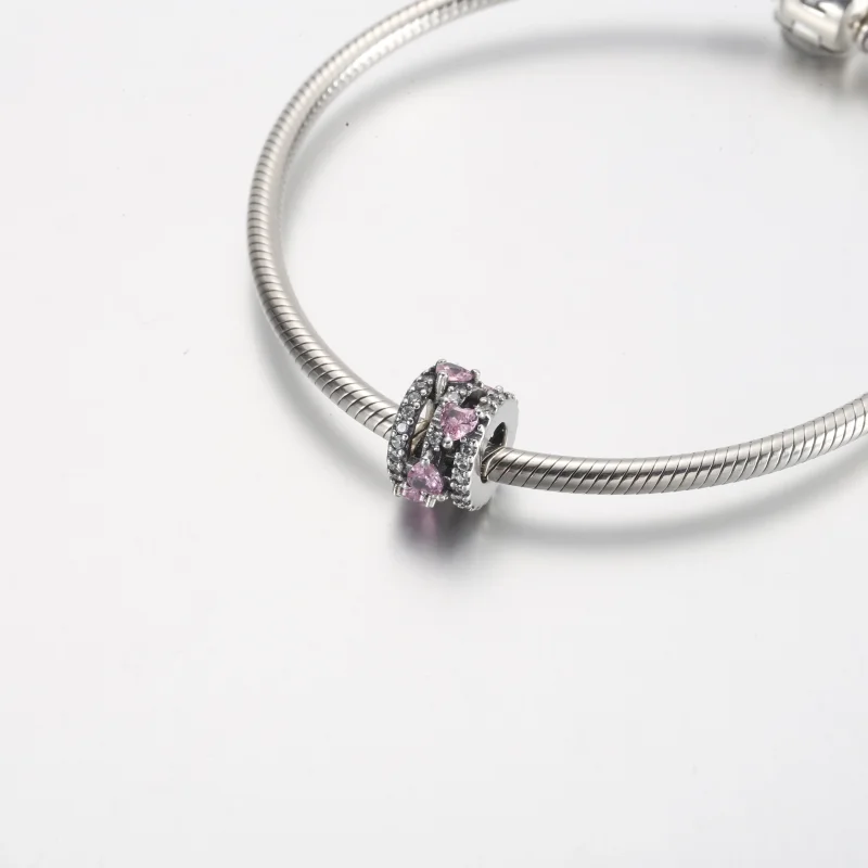 (изображение за) Талисман Pandora Sparkling Triple Halo Hearts - 791161C01 - Преглед 5
