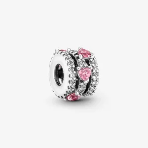 (изображение за) Талисман Pandora Sparkling Triple Halo Hearts - 791161C01