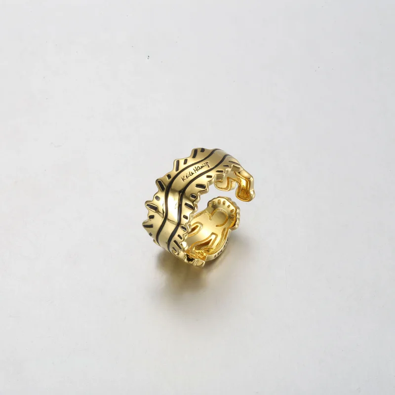 (изображение за) Keith Haring™ x Отворен пръстен с вълнообразна фигура на Pandora - 162226C01 - Преглед 2