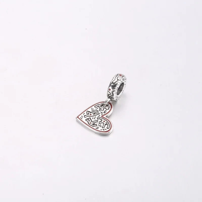 (изображение за) Keith Haring™ x Pandora Line Art People Heart Dangle Charm - 792215C01 - Преглед 2