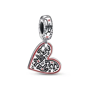 (изображение за) Keith Haring™ x Pandora Line Art People Heart Dangle Charm - 792215C01
