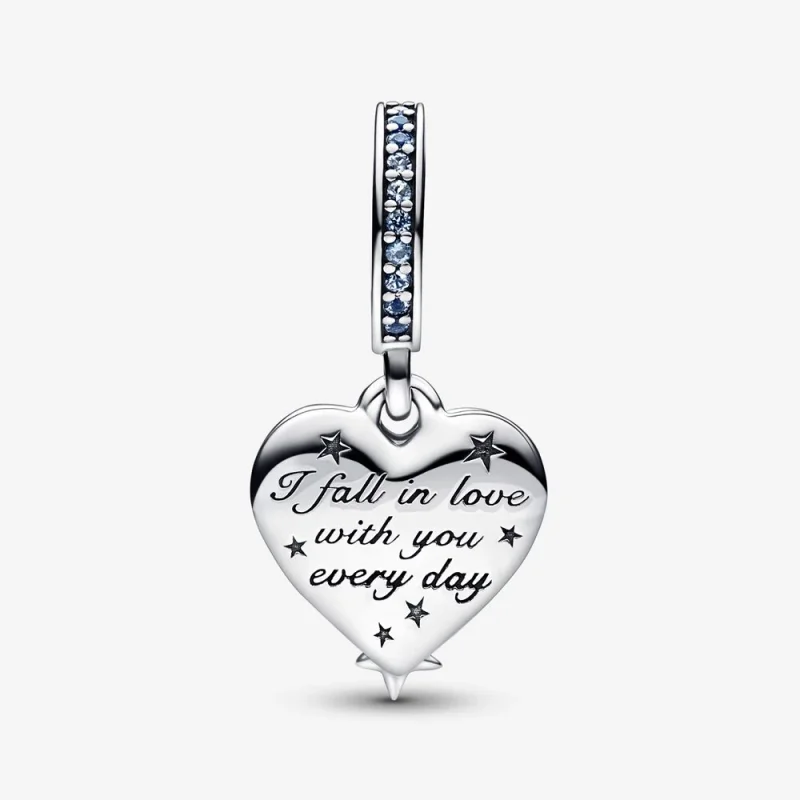 (изображение за) Pandora Celestial Shooting Star Heart двойно висящ талисман - 792356C01 - Преглед 5