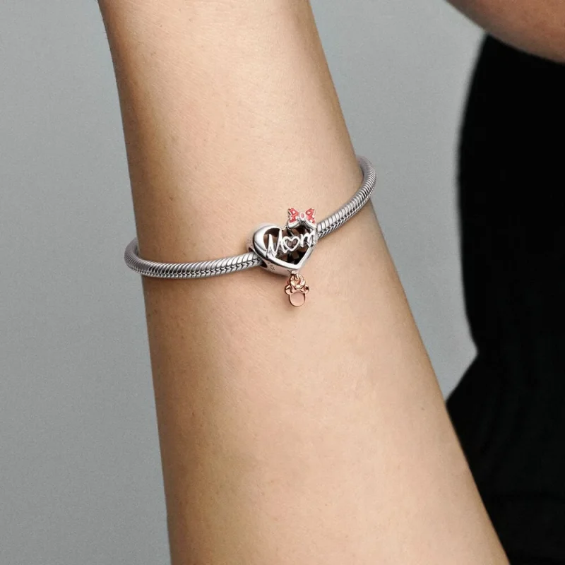 (изображение за) Pandora Disney Minnie Mouse Mom Heart Charm - 781142C01 - Преглед 6