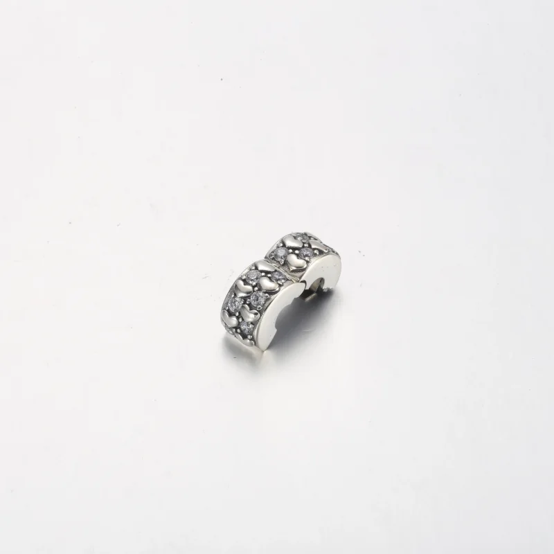 (изображение за) Pandora Infinite Hearts Sparkling Clip Charm - 792235C01 - Преглед 3