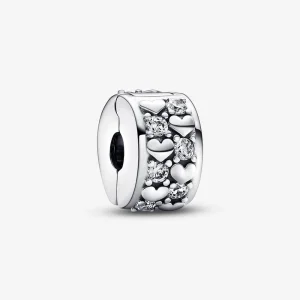 (изображение за) Pandora Infinite Hearts Sparkling Clip Charm - 792235C01