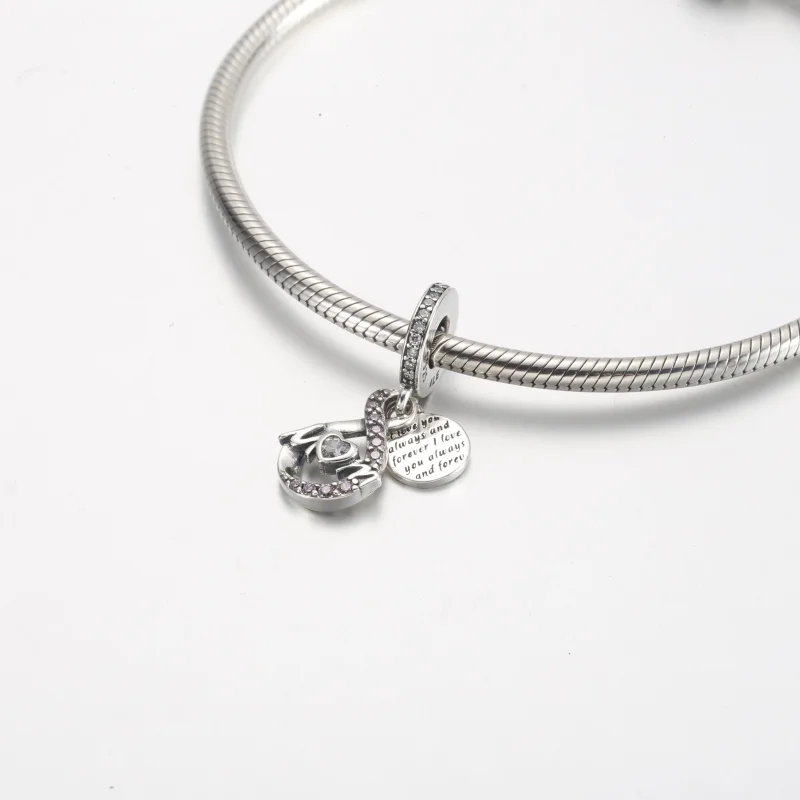 (изображение за) Pandora Mom Infinity Pavé Double Dangle Charm - 791468C01 - Преглед 4