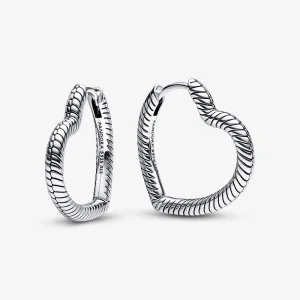 (изображение за) Pandora Moments Heart Charm Обеци с халки - 292236C00