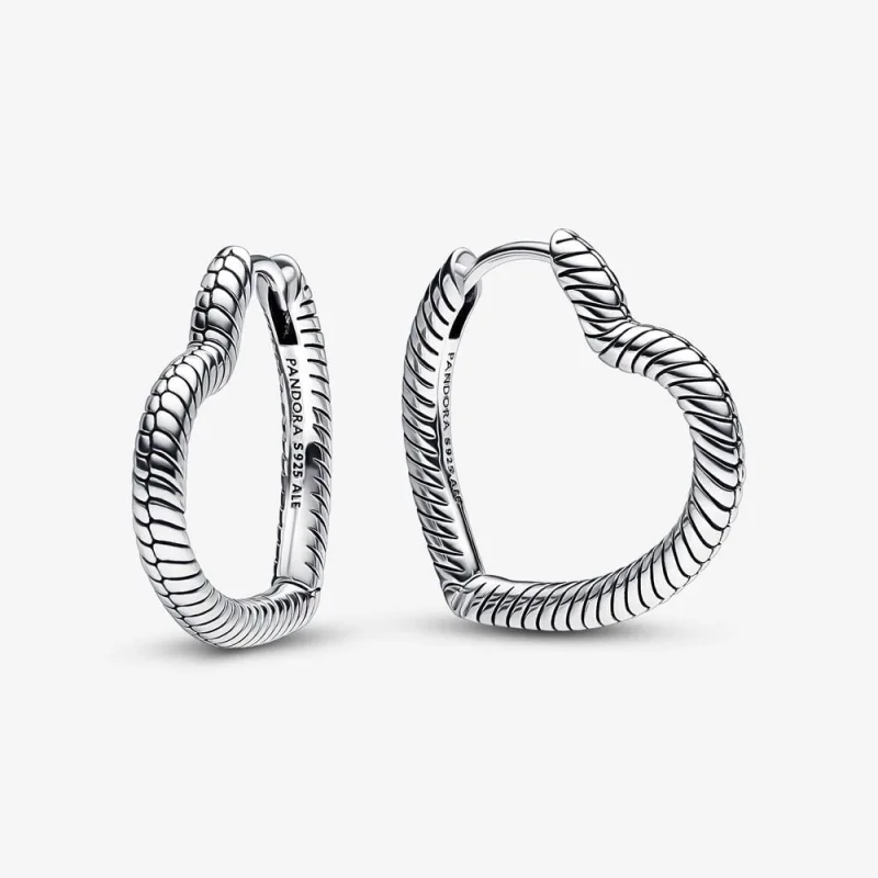 (изображение за) Pandora Moments Heart Charm Обеци с халки - 292236C00