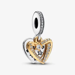 (изображение за) Pandora Shooting Star Hearts двойно висящ талисман - 762203C01