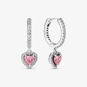 (изображение за) Pandora Sparkling Halo Heart Hoop Earrings - 291445C01