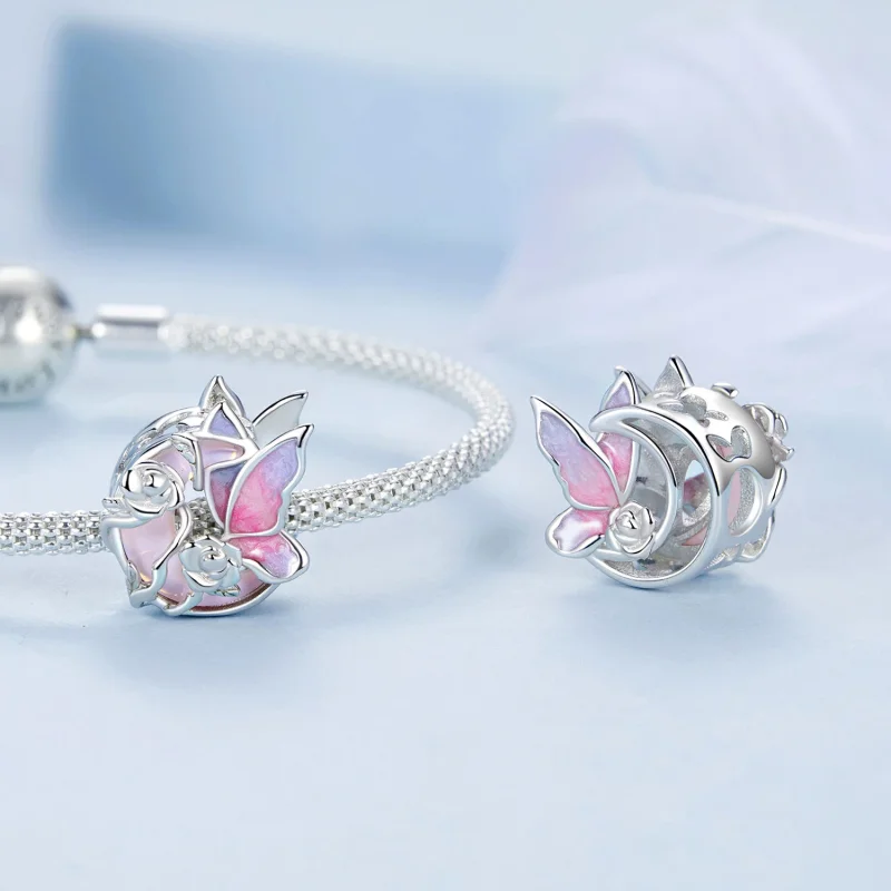 (изображение за) Талисман с неонова лунна пеперуда в стил PANDORA - BSC968 - Преглед 4